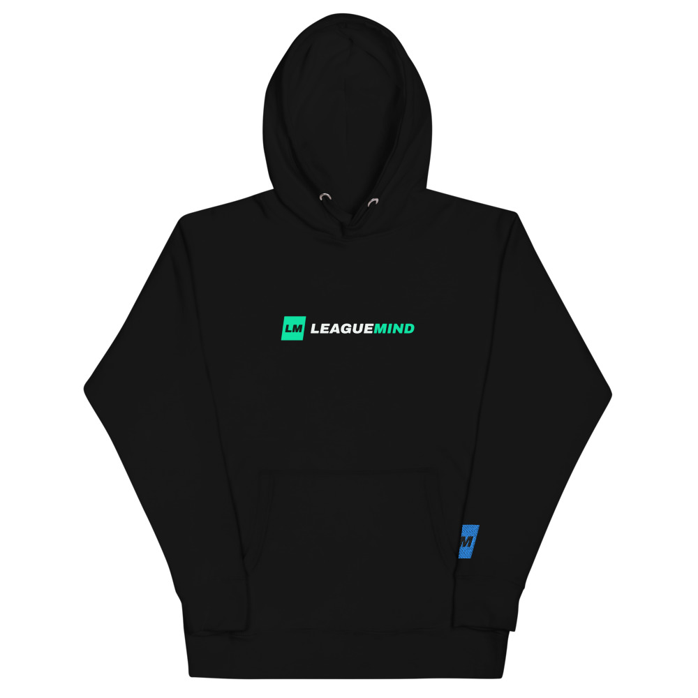 LeagueMind Hoodie — Black, Front print